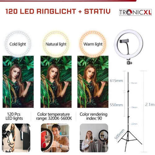 XXL Ringlicht mit 210cm Stativ Ring Light Smartphone Halterung für Foto Video - Bild 14 von 18