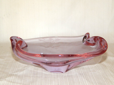 Organisch geformte Glas - Schale Czech Art Glass  mit feiner Gravur