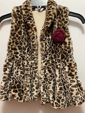Little Lass size 5 girls animal print snap fleece vest