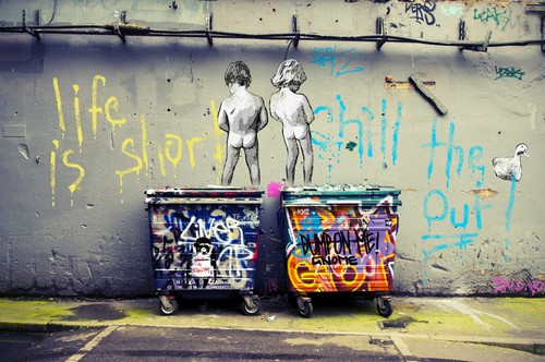 life is short street art print CANVAS authentic graffiti andy baker 82" x 39" - 第 1/6 張圖片