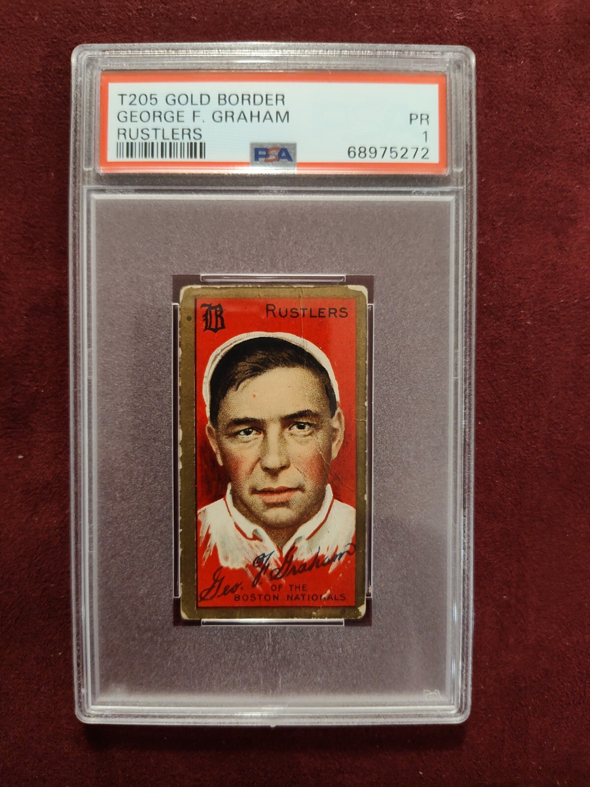 GEORGE F GRAHAM RUSTLERS SWEET CAPORAL BACK 1911 T205 GOLD BORDER PSA 1