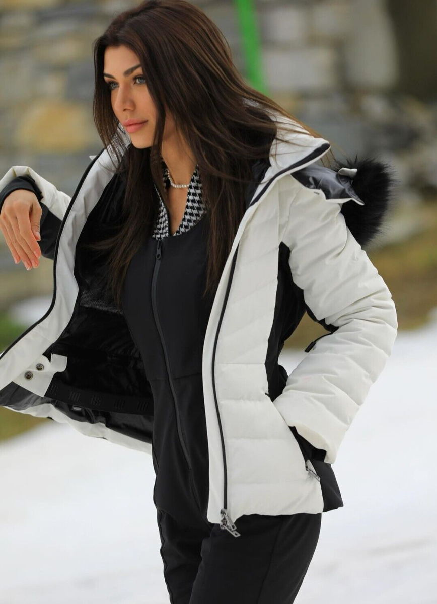 Zara Ski Collection Windproof Waterproof Down Jacket White M L XL