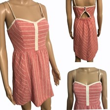 Urban Outfitters COPE Sun Dress Sz M Pink Linen Blend High Low Hem Adj Straps