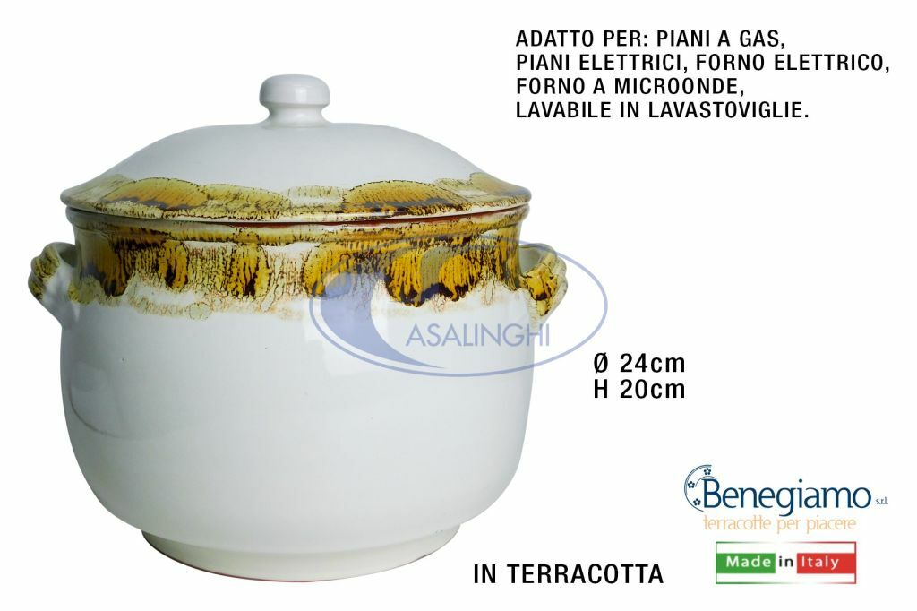 Pentola Lentia Benegiamo 24cm Avorio Striato: Cottura Sana in Terracotta