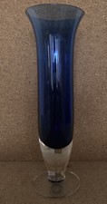 Cobalt Blue Dartington Glass Stem Vase 17.5cm tall