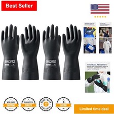 2 Pairs Heavy Duty Chemical Resistant Gloves - Resist Acid, Alkali, and Oil