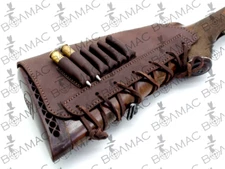 Leather Rifle Cartridge Holder Ammo Butt stock 6 Pockets. Made in EU. US Seller.