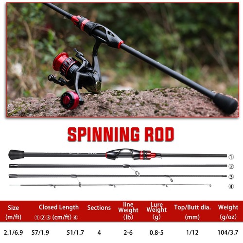 Sougayilang 2.1m UltraLight Casting Spinning Fishing Rod Carbon Fiber EVA Hand - Picture 9 of 19