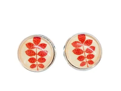 Rote Blätter Ohrstecker Ohrringe Miniblings Cabochon herbstlich Herbst Blatt - Bild 1 von 4