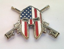 MOLAN LABE SKULL & RIFLES US FLAG (1-1/2") Hat Pin P60849 EE