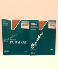 Vintage Hug Alon Sears Pantyhose Full Figure Sandalfoot Short Nude New 2 Pair