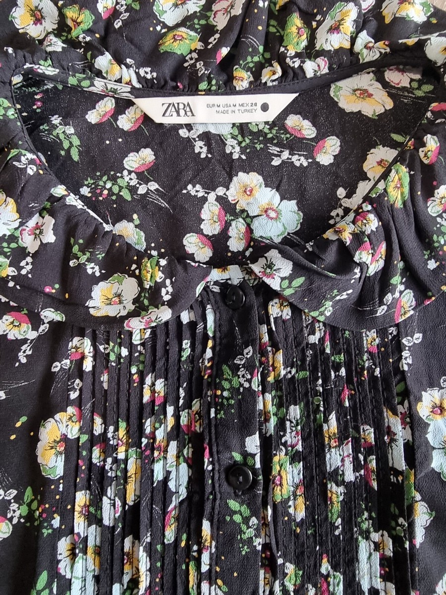 Chemisier Zara Basic Noir - Col V - Manches 3/4 - Taille XS - Occasion Très Bon état
