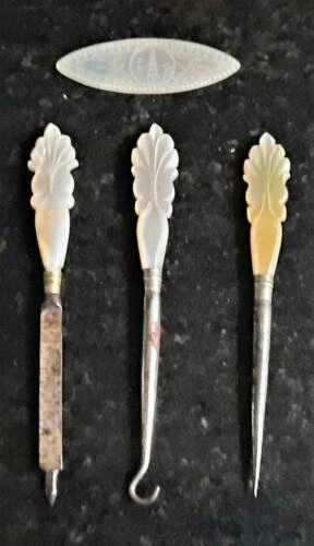 Antique (Pre - 1900) Mother of Pearl Collectable Button Hooks
