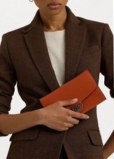 Ralph Lauren Leather Medium Adair Wallet Crossbody Rust Orange 175