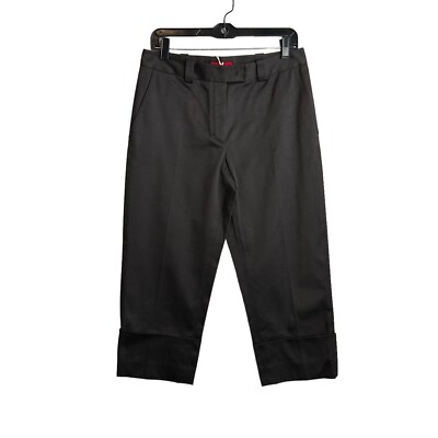 BRIONI PANTS women's 42 IT/ 6 US Brown Capri Cropped Cuffed Hem Mid Rise NEW