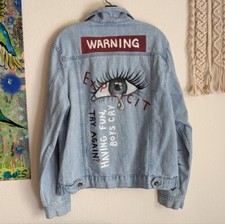 Custom Painted Denim Jean Jacket Cotton On Size Large