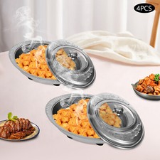 4pcs Buffet Food Plates Buffet Food Serving Trays with Lids Chaffing Dishes