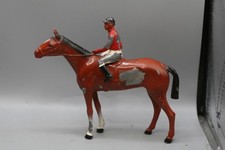 Vintage Pot Metal Race Horse With Jockey Figurine Toy Occupied Japan 1945-52 B1