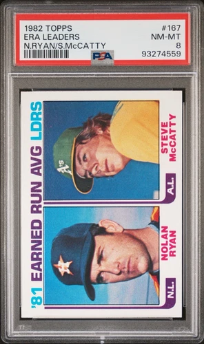1982 Topps ERA Leaders Nolan Ryan Steve McCatty #167 PSA 8 NM-MT Houston Astros