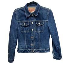 Vintage Guess Blue Jean Trucker Jacket Made in USA Cotton Denim Womens Large