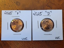 2025 P&D ABRAHAM LINCOLN  CENTS uncirculated in 2x2's  Great stocking stuffers. 