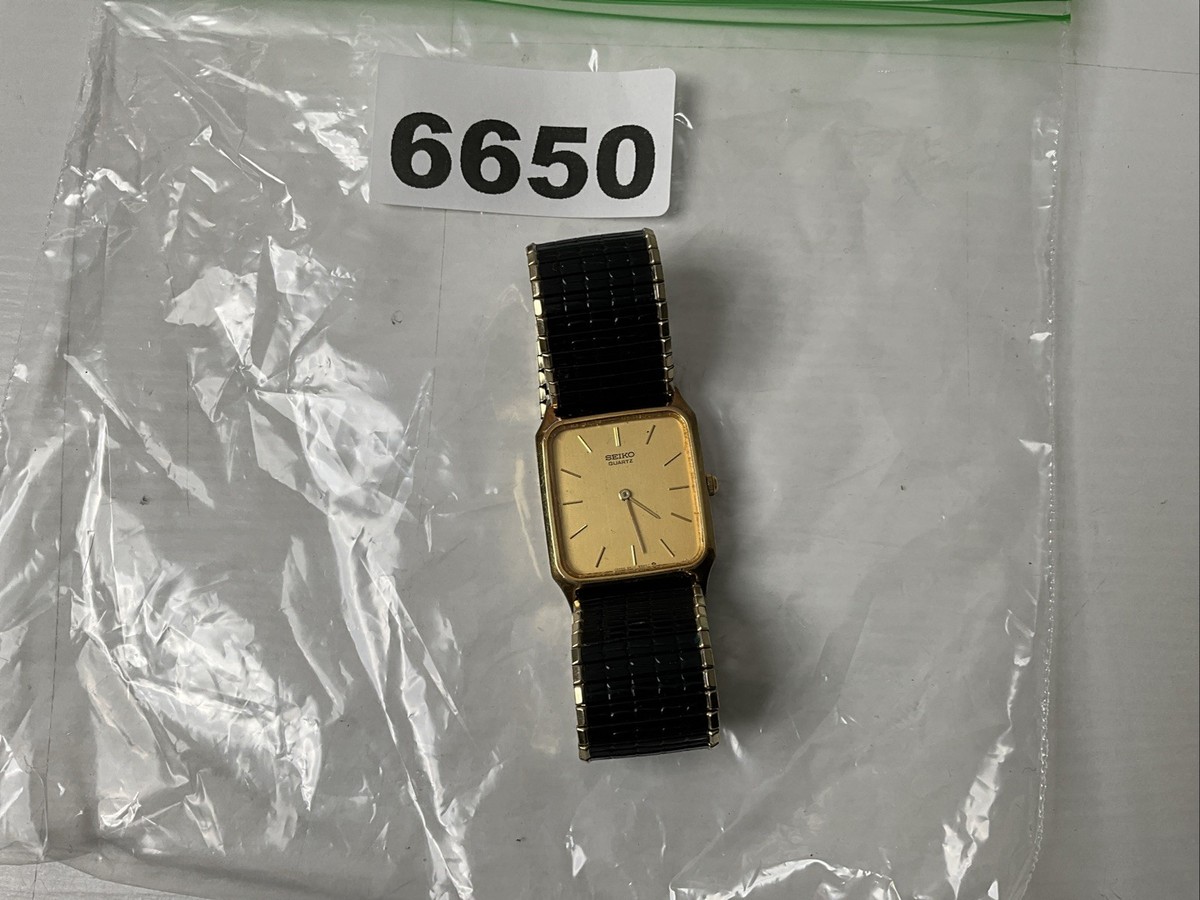 Vintage Seiko Quartz Men's Dress Watch 6530-5500 Gold Tone Square