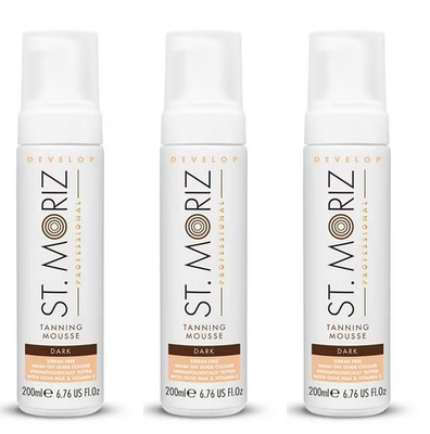 St. Moriz Professional Tanning Mousse 3 Pack Dark 6.76oz Self Tanner Bundle