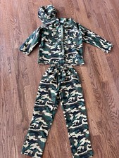 Kids Army Costume Size Medium 8-10 Green Camouflage Halloween Dress Up