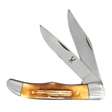 TheBoneEdge 9.5"" Practical Dual-Bladed Burn Bone Handle Folding Pocket Knife Wi