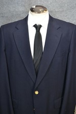 Vintage Burberrys Blazer Mens 44 Blue Wool Gold Button Sport Coat Jacket USA