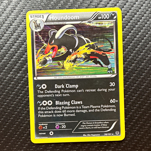 Pokemon TCG Houndoom 56/101 Plasma Blast Holo Rare English 2013 HP 100 Stage 1