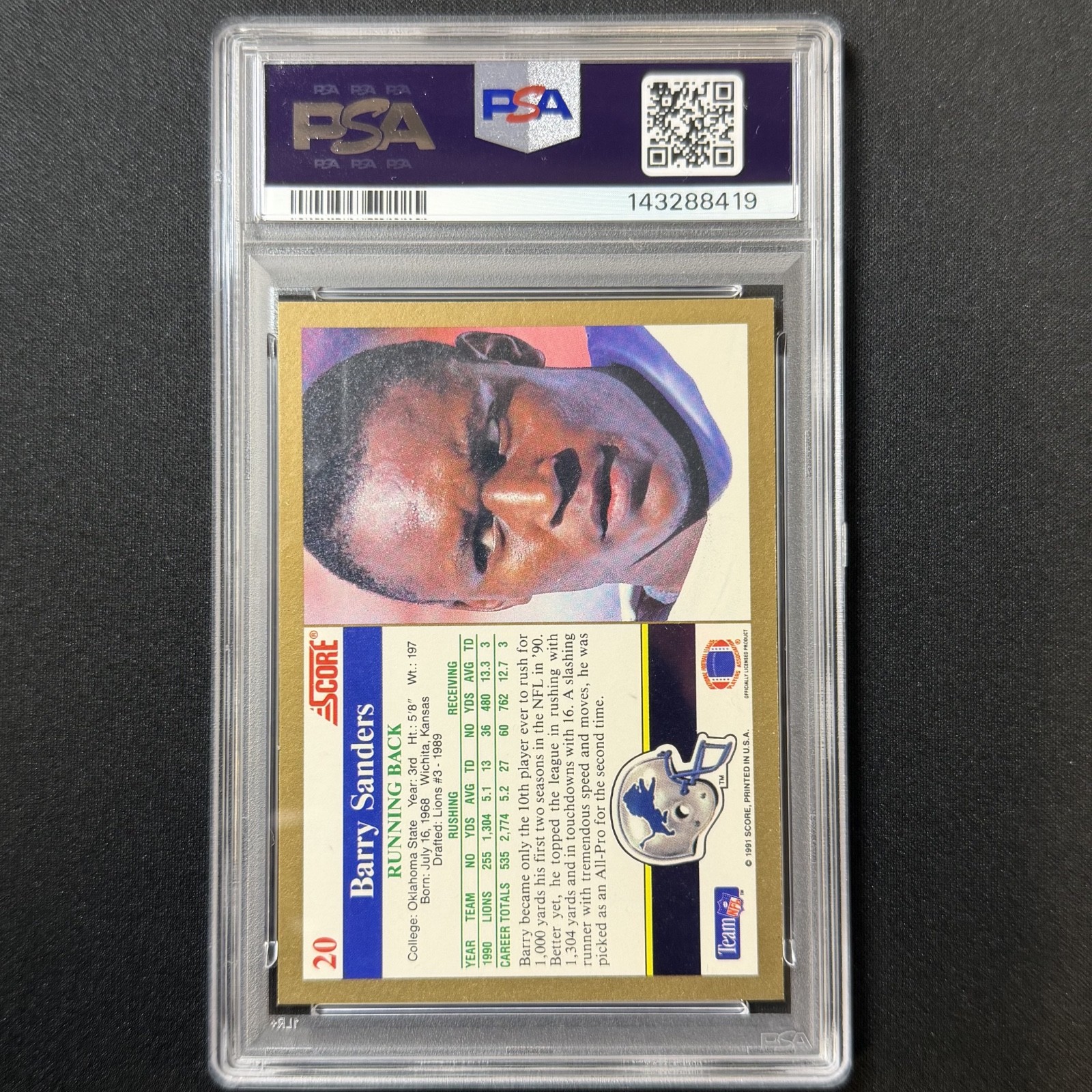 Barry Sanders PSA DNA Auto 10 20 1991 Detroit Lions Score Running Back NFL view 5