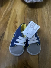 Mothercare Pram Trainers Shoes Baby Boy's Size 0 Navy Grey Canvas Summer Skater