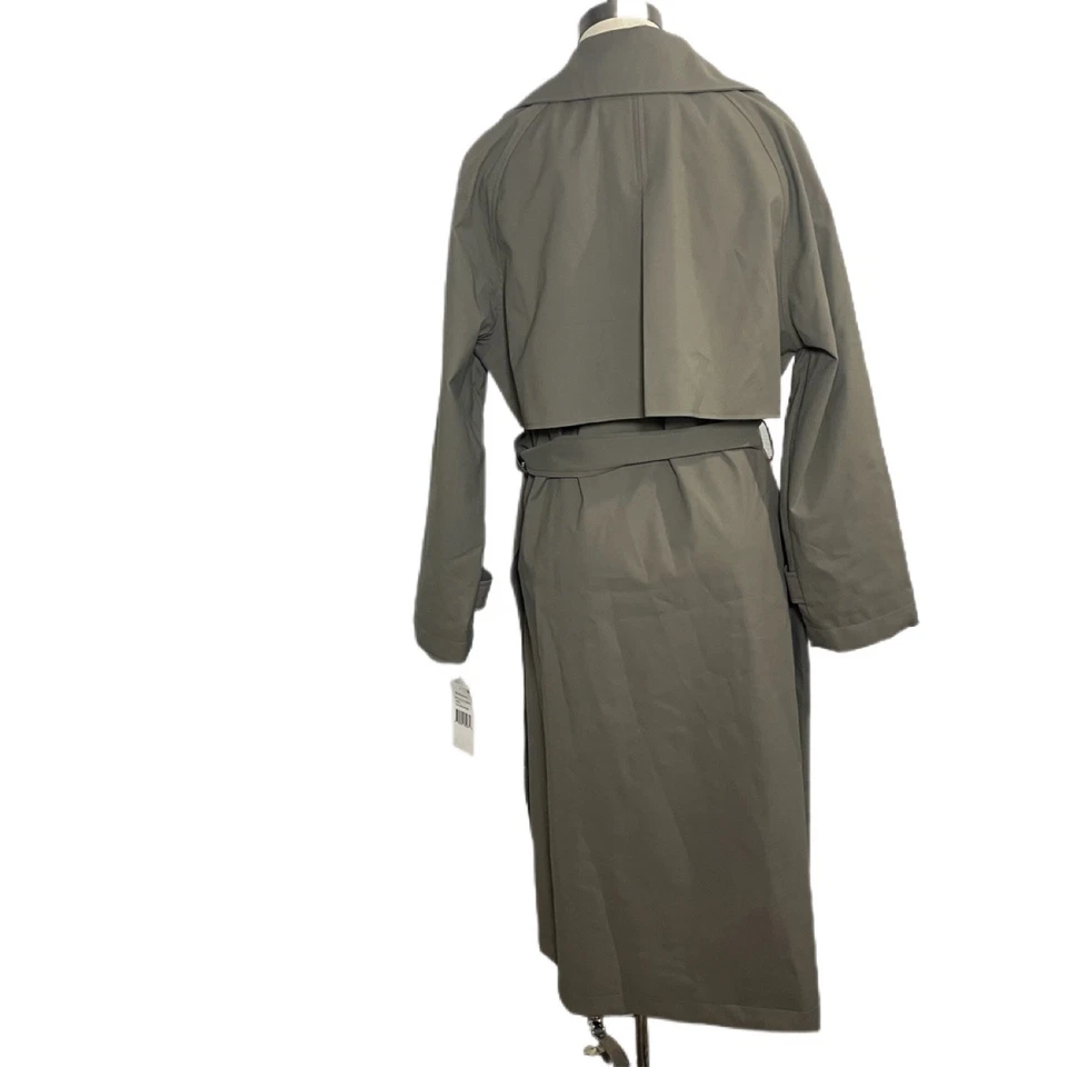 Quiet Luxury Long Trench Coat L Smoke Taupe Belted Minimalist Chic NWT Bernardo - Image 4 of 4