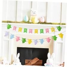 Easter Decorations Mantel Garland: Cute Felt Easter Rabbit Mantel Decor, Pink 