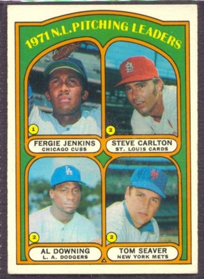 1972 Topps #93 NL PITCHING LEADERS (JENKINS/CARLTON/SEAVER) - EX+