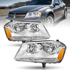 For 2008-2014 Dodge Avenger Sxt Se Headlights Chrome Headlamps Assembly Lhrh