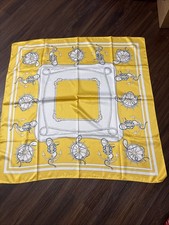 ITALIAN SCARF VTG NAUTICAL ART ROPES ANCHOR BLUE YELLOW 34 X 35"
