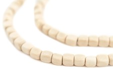 Cream Rounded Rectangular Natural Wood Beads 6mm White Rectangle 16 Inch Strand