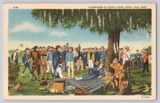Postcard - Surrender of Santa Anna 1836 - Denison Texas 1948 Cancel