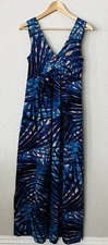 Presley Skye Blue  100% Silk Pleated Maxi Dress Size XS
