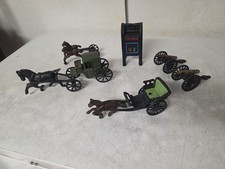 Vintage Cast Iron Horse Drawn Carriages, Buggy, Mailbox  Cannons Assortment