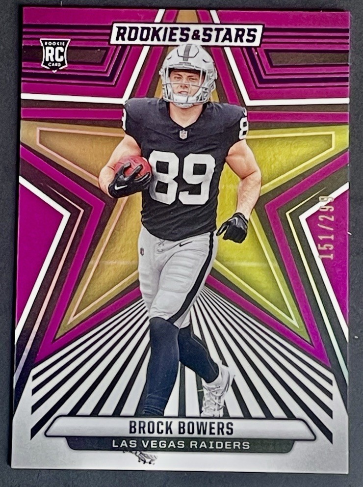 2024 Rookies & Stars Brock Bowers /299 Rookie Purple Parallel RC #114 Raiders