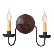 "ASHFORD" Wall SCONCE WOOD & METAL LIGHT Handcrafted Distressed, RED