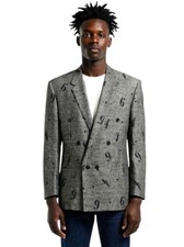 GIANNI VERSACE - 1990s Linen "Numbers" Blazer, Size Large