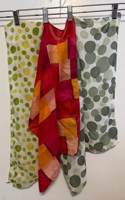Women's Scarves Set of 3 Red Multicolor Various Styles
