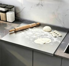Large Stainless Steel Chopping Board with Raised Edges, 40 cm x 30 cm, Silver