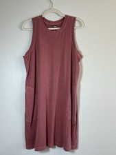 Old Navy Dress L Red Spice Vintage Wash Cotton Sleeveless Pockets Pullover Shift
