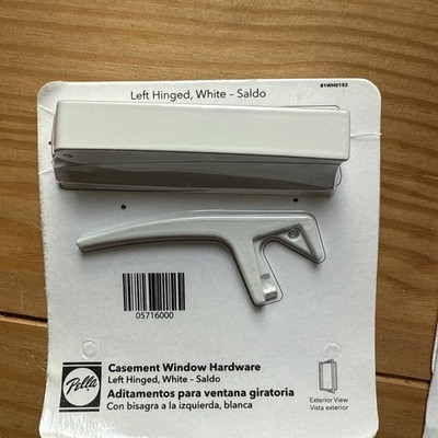 Pella Casement Saldo Crank and Cover set in White. Left Hinge