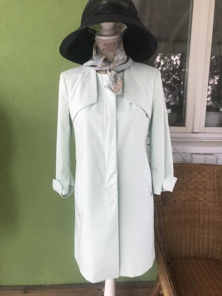 Women Pinko Trench Coat Turquoise Cotton 36 / S /